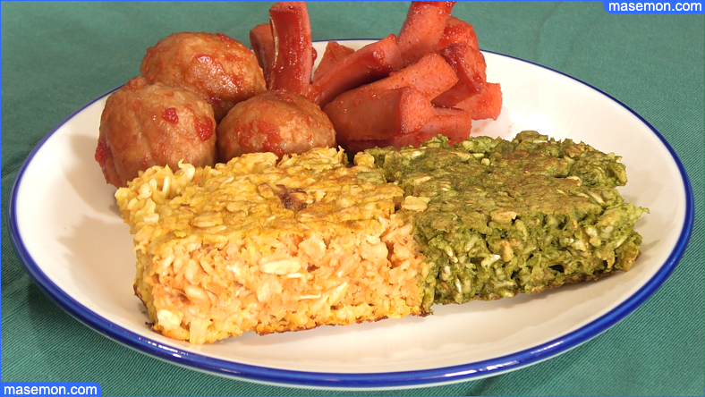 オートミールパンケーキとウインナー